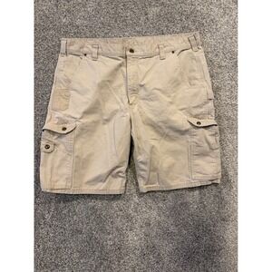 Carhartt Mens 42‎ Beige Cotton Canvas Workwear Cargo Shorts Outdoor Casual